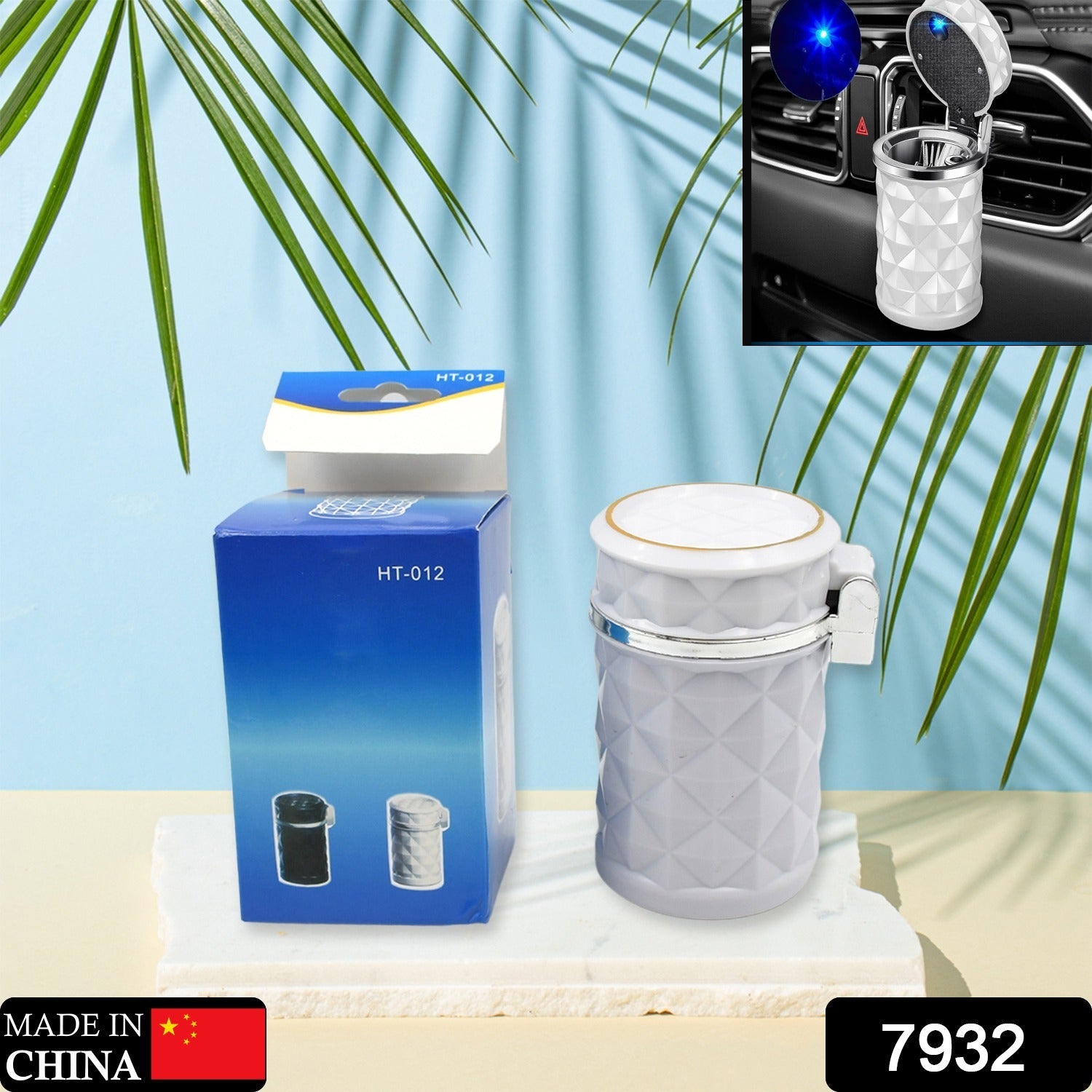 7932 Car Cupholder Travel Ashtray with Lid and LED Light, Portable with Blue LED Light Ideal Decorative Cigar Ash Bucket, Cigarette Ashtray, Car Waste Bin 7932 Car Cupholder Travel Ashtray with Lid and LED Light, Portable with Blue LED Light Ideal Decorative Cigar Ash Bucket, Cigarette Ashtray, Car Waste Bin
